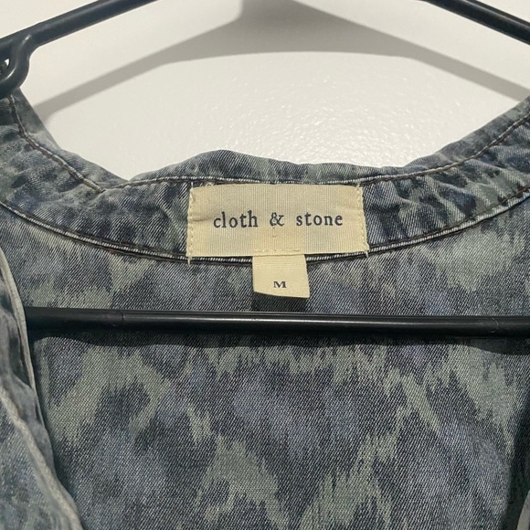 Anthropologie Cloth & Stone Dress Womens Medium Gray Blue Green Camo Casual Boho - Picture 9 of 13